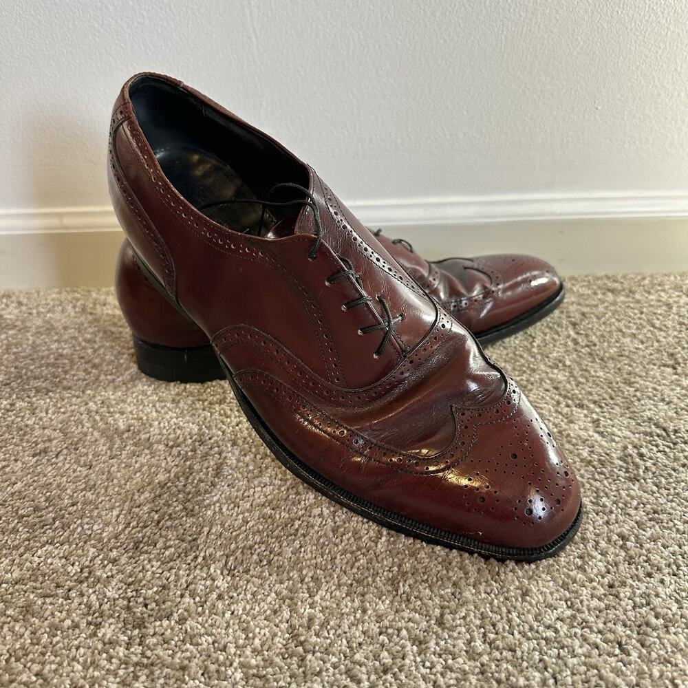 Vintage Stafford Sz 13M Leather Lace Up Loafers Oxfords Elegant Wing Tip Formal